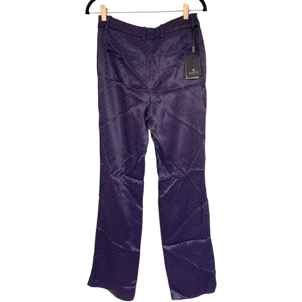 Massimo Dutti Purple Satin Trousers Geometric Pattern New Pants Size 6 - Picture 13 of 16